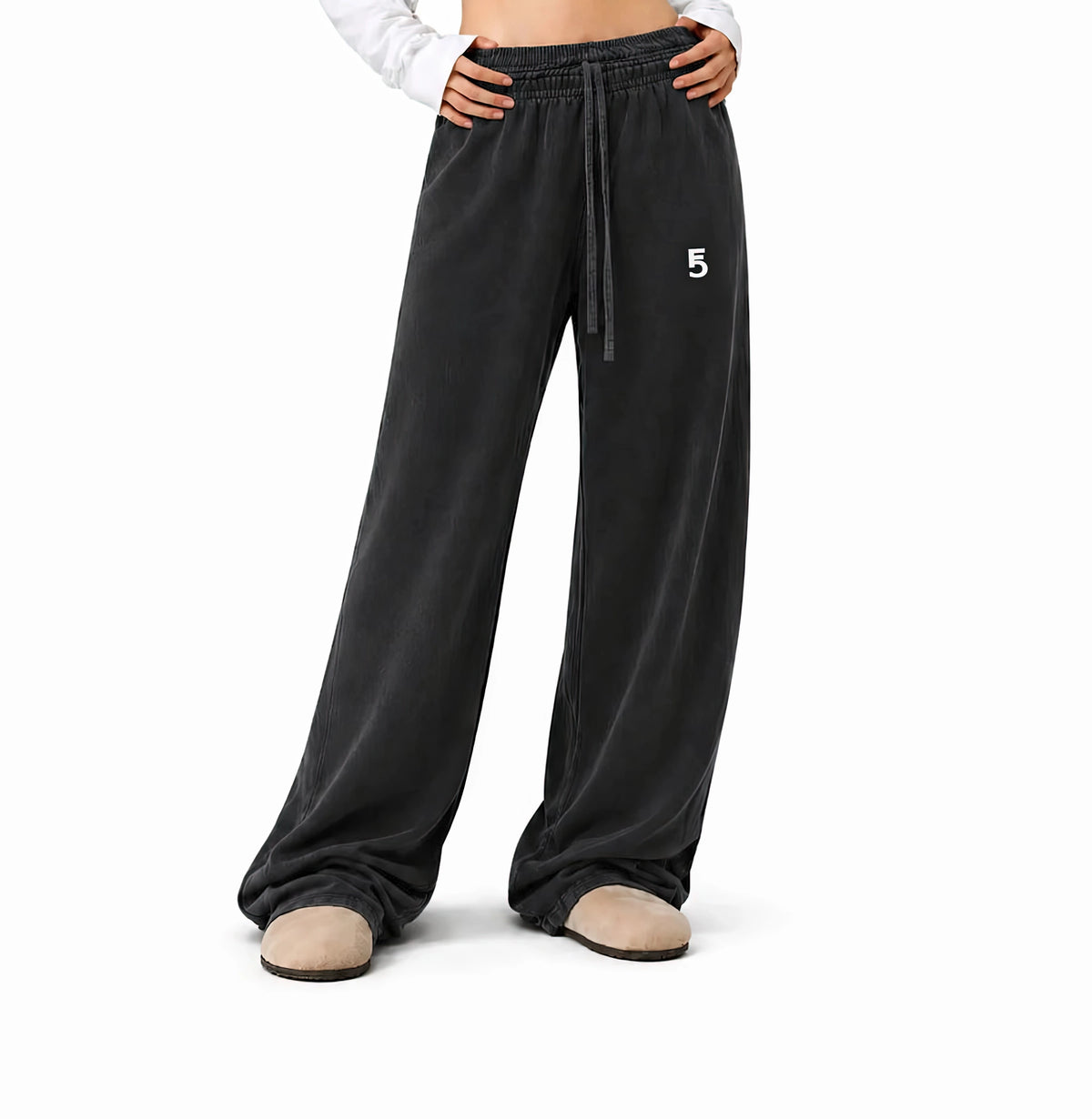Vintage Washed Waist Pants | White Logo