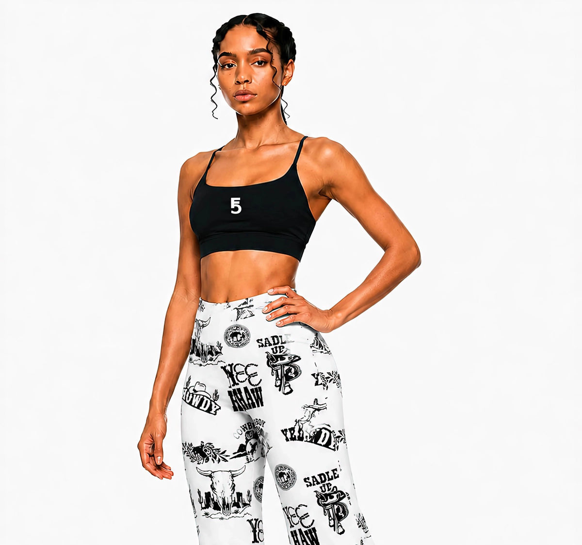 Strappy Criss Cross Yoga Sports Bra Icon| White Logo