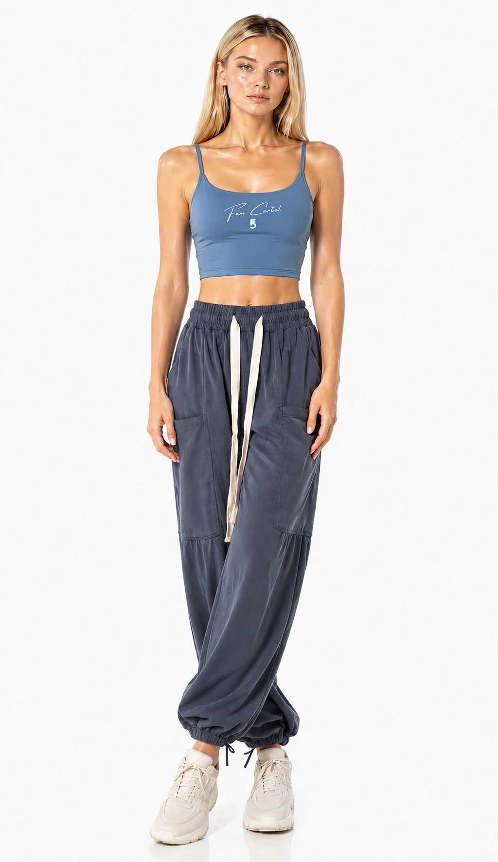 Solid Color Sports Bra Script | White Logo