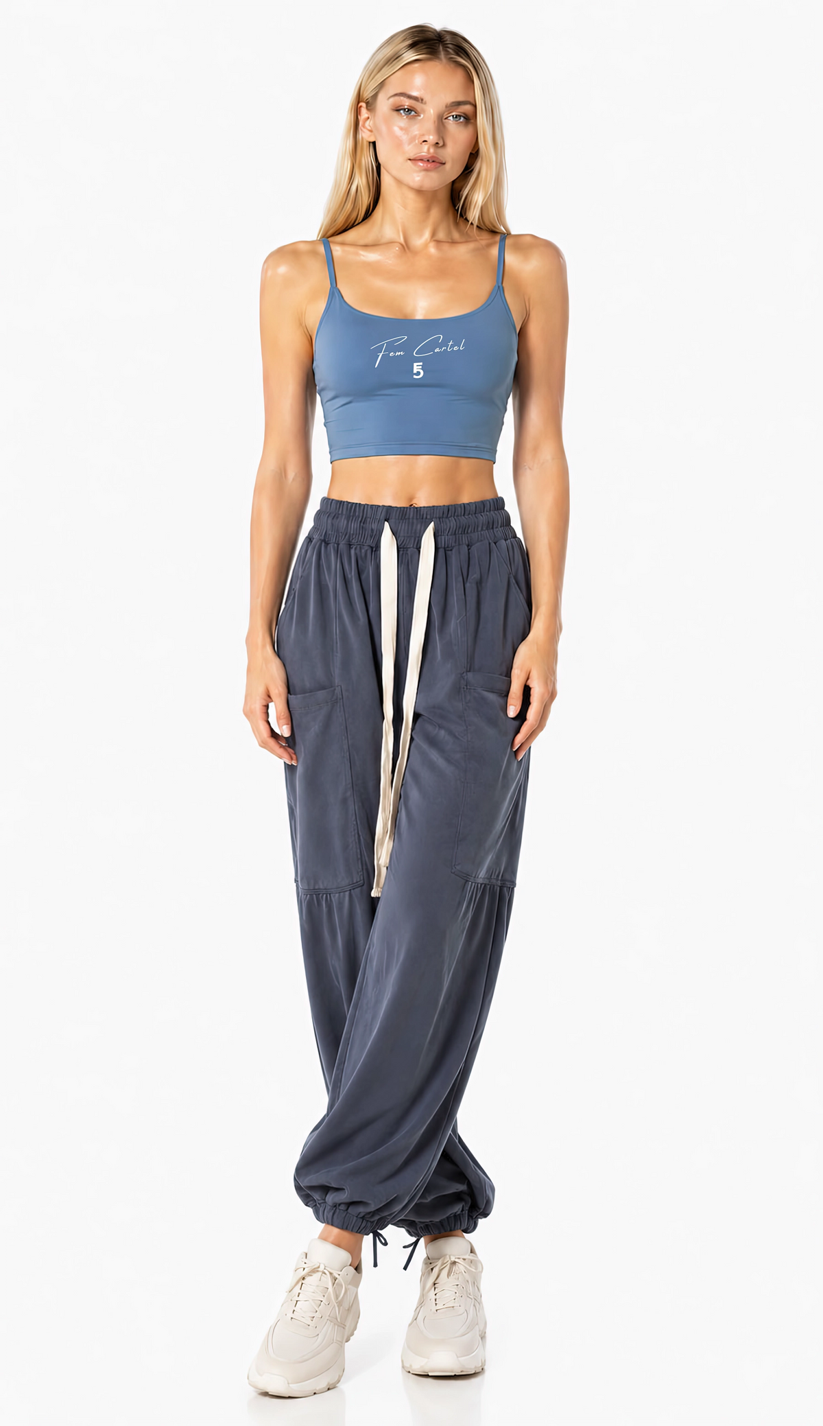 Solid Color Sports Bra Script | White Logo