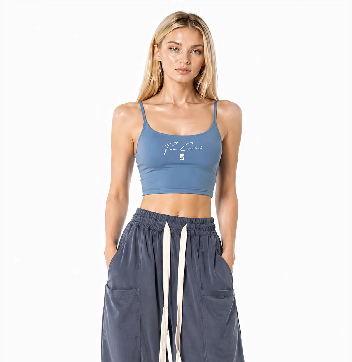Solid Color Sports Bra Script | White Logo