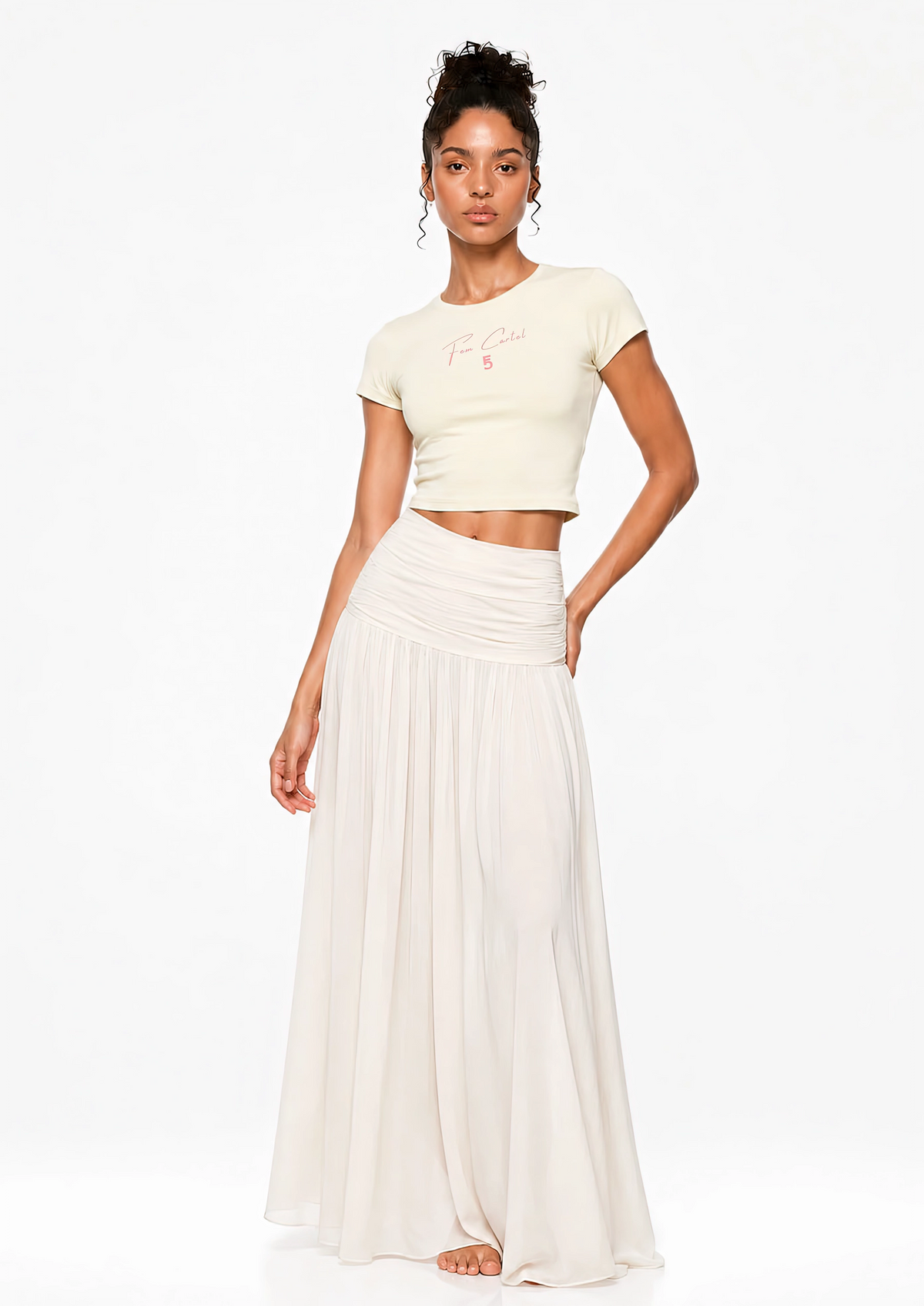 Cropped T-Shirt Script | Pink Logo