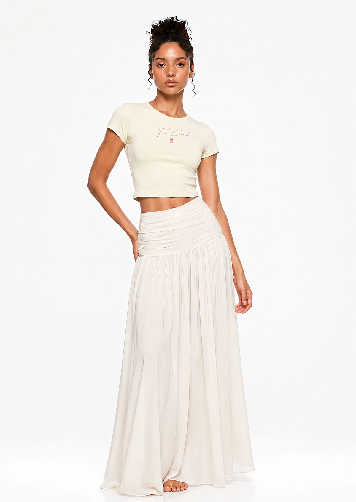 Cropped T-Shirt Script | Pink Logo