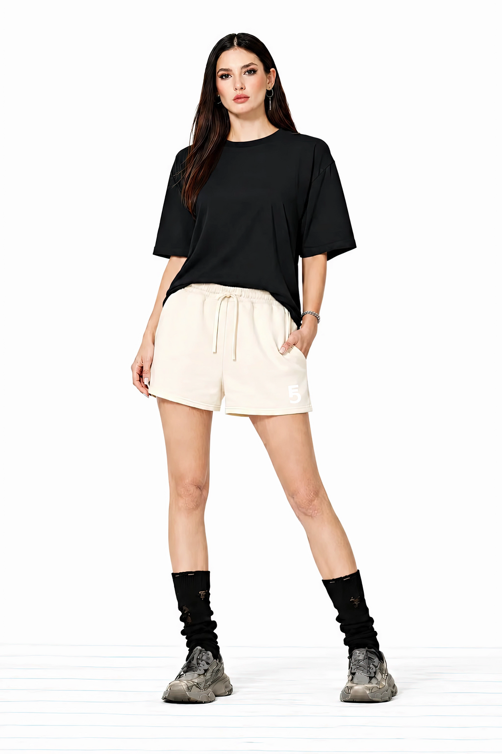 Fleece Drawstring Sweatshorts | White Logo