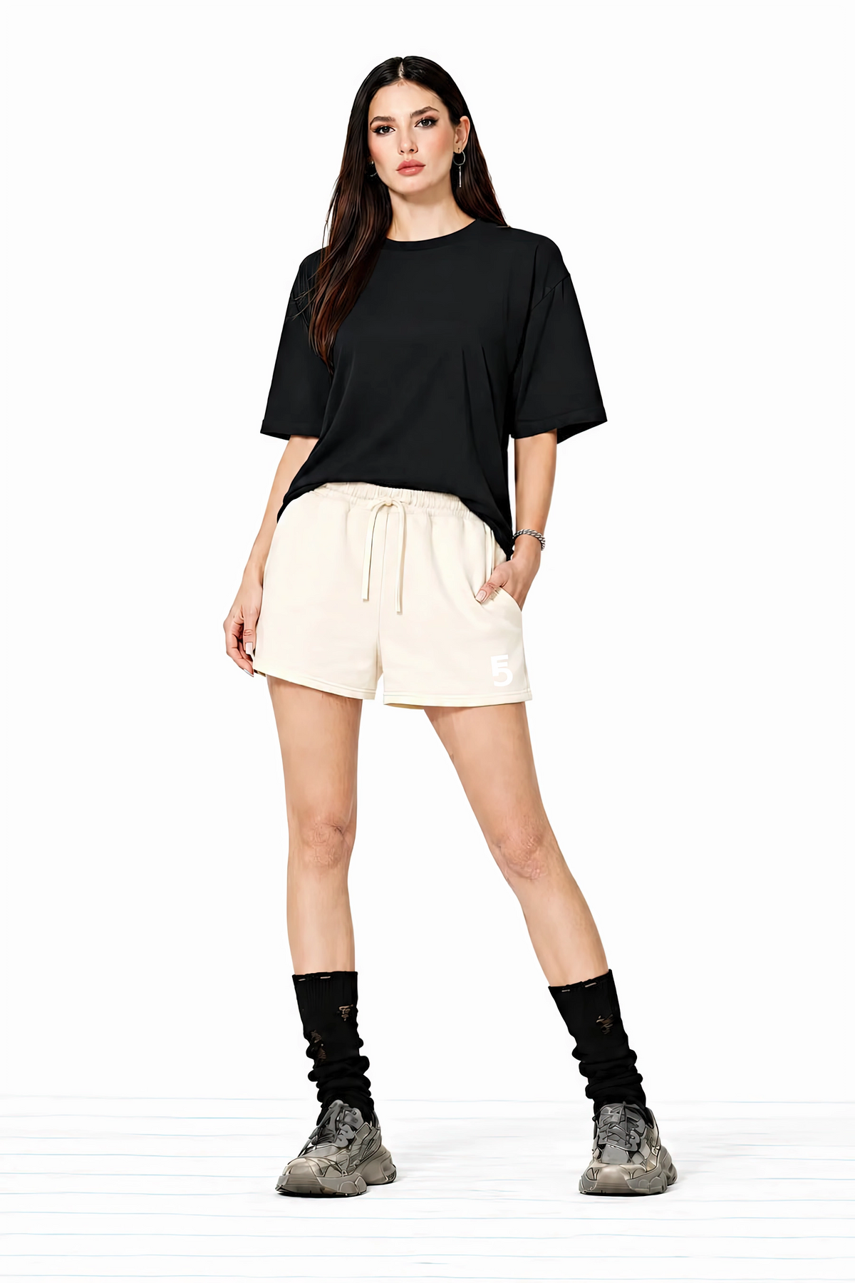 Fleece Drawstring Sweatshorts | White Logo