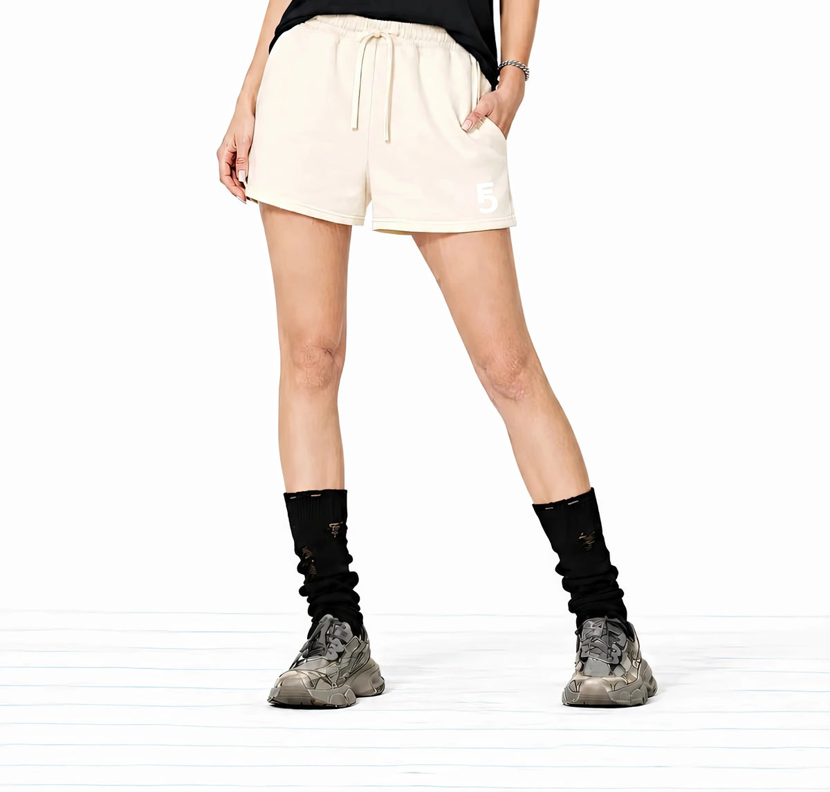 Fleece Drawstring Sweatshorts | White Logo