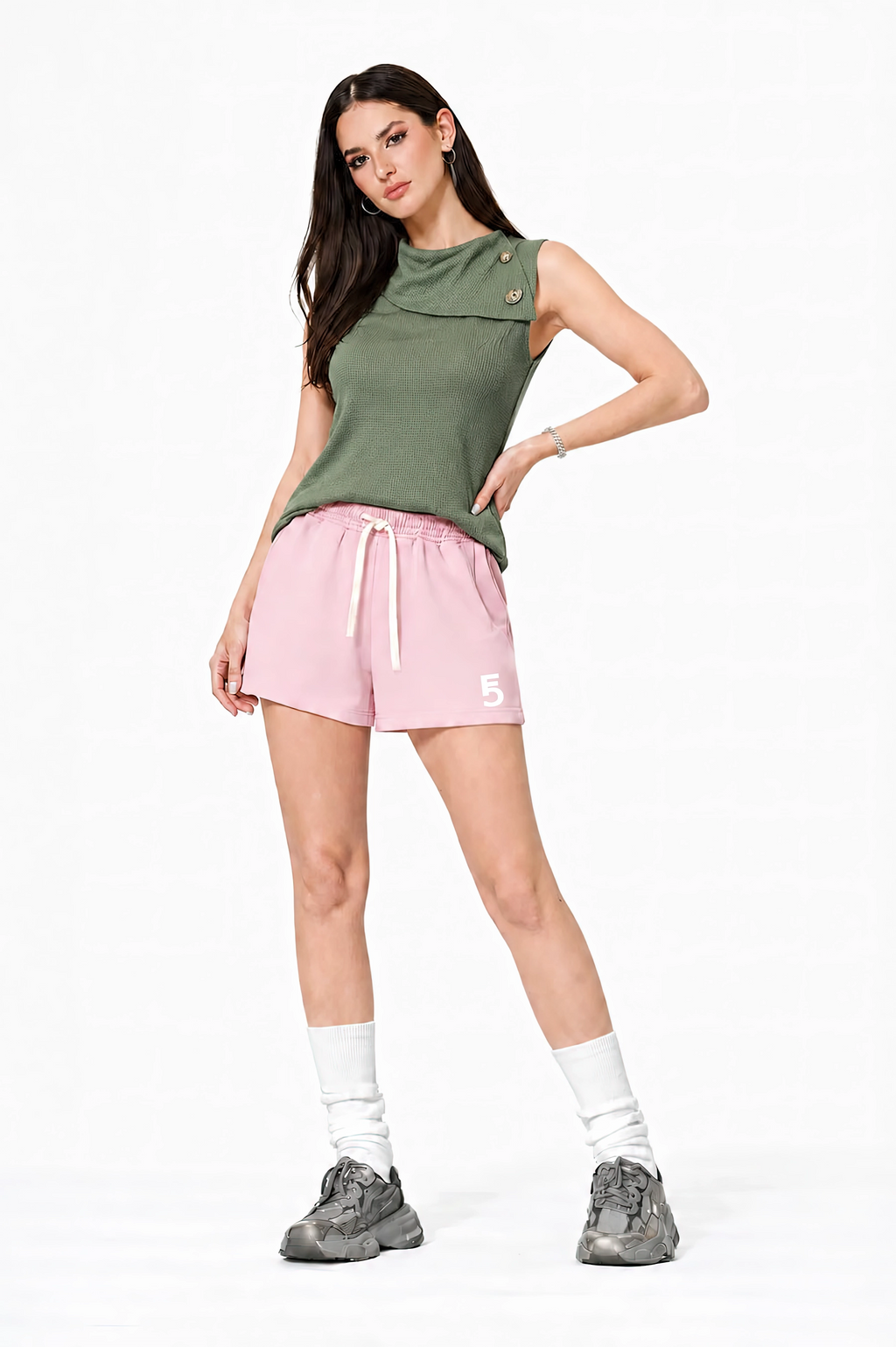 Fleece Drawstring Sweatshorts | White Logo