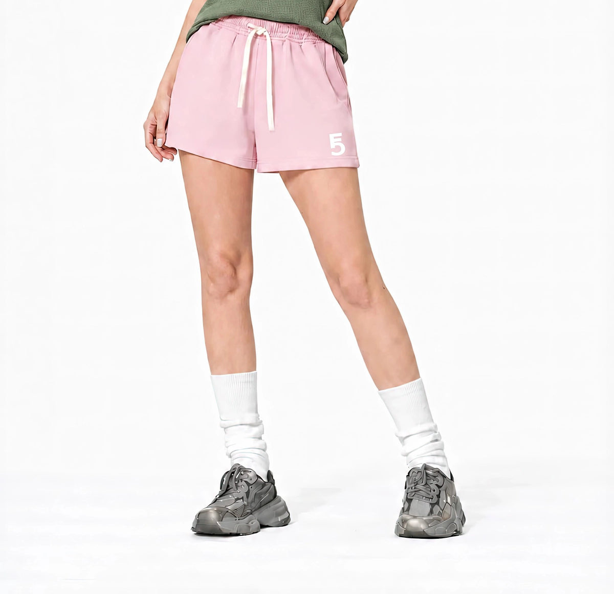 Fleece Drawstring Sweatshorts | White Logo