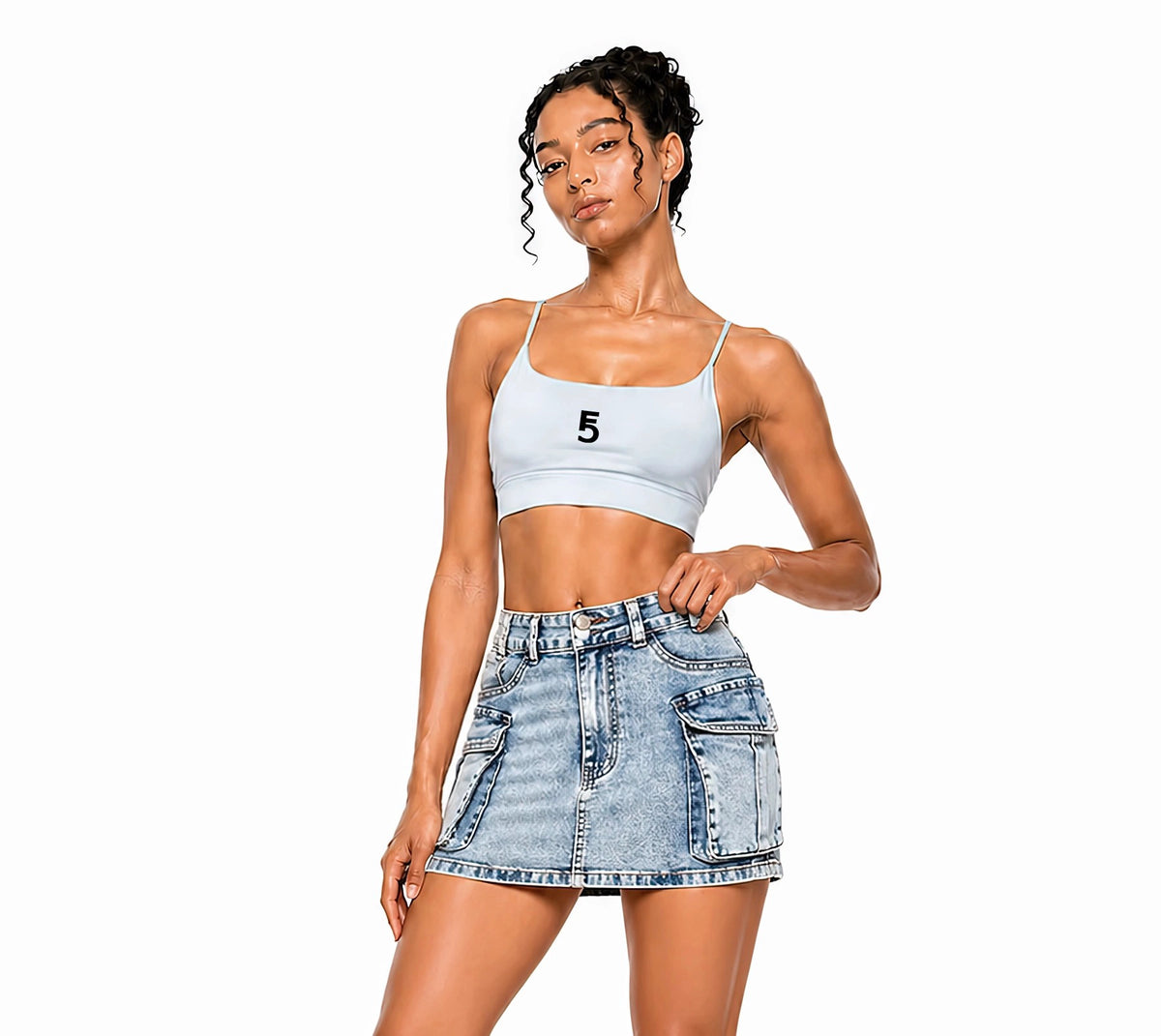Strappy Criss Cross Yoga Sports Bra Icon | Black Logo
