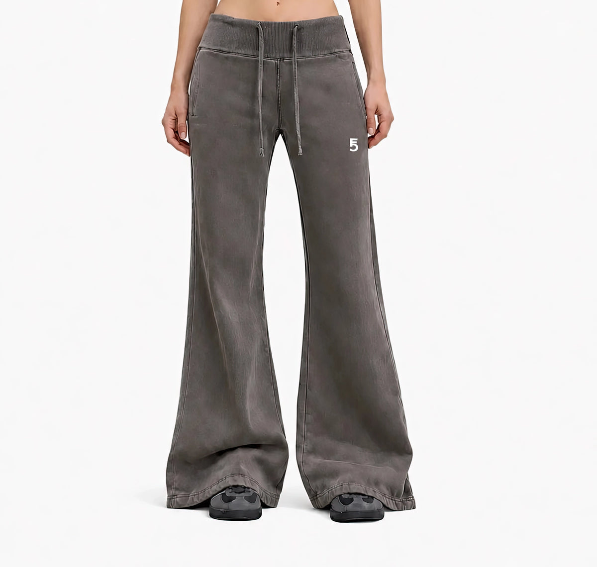 Vintage Washed Flared Fleece Pants | White Logo