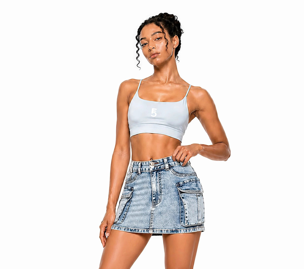 Strappy Criss Cross Yoga Sports Bra Icon| White Logo