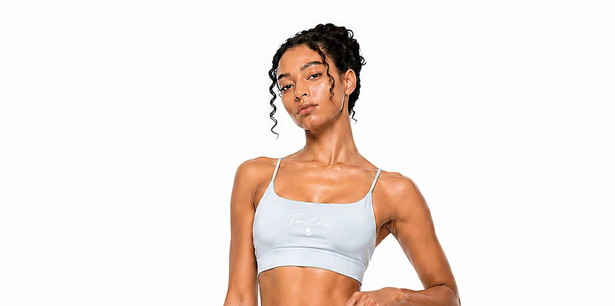 Strappy Criss Cross Yoga Sports Bra Script| White Logo