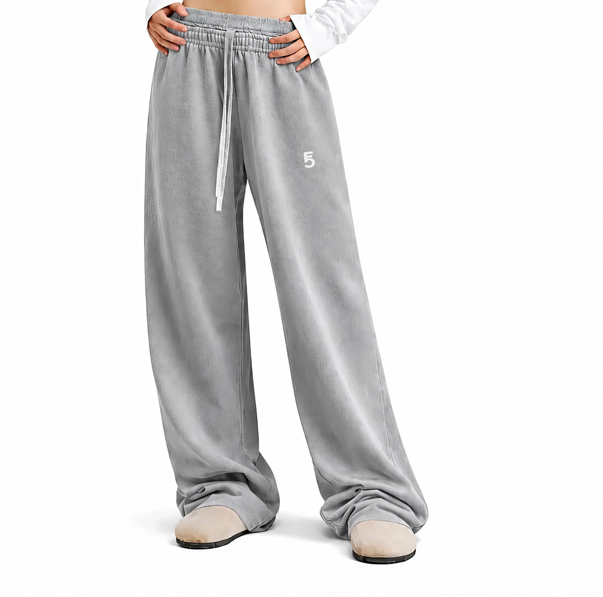 Vintage Washed Waist Pants | White Logo