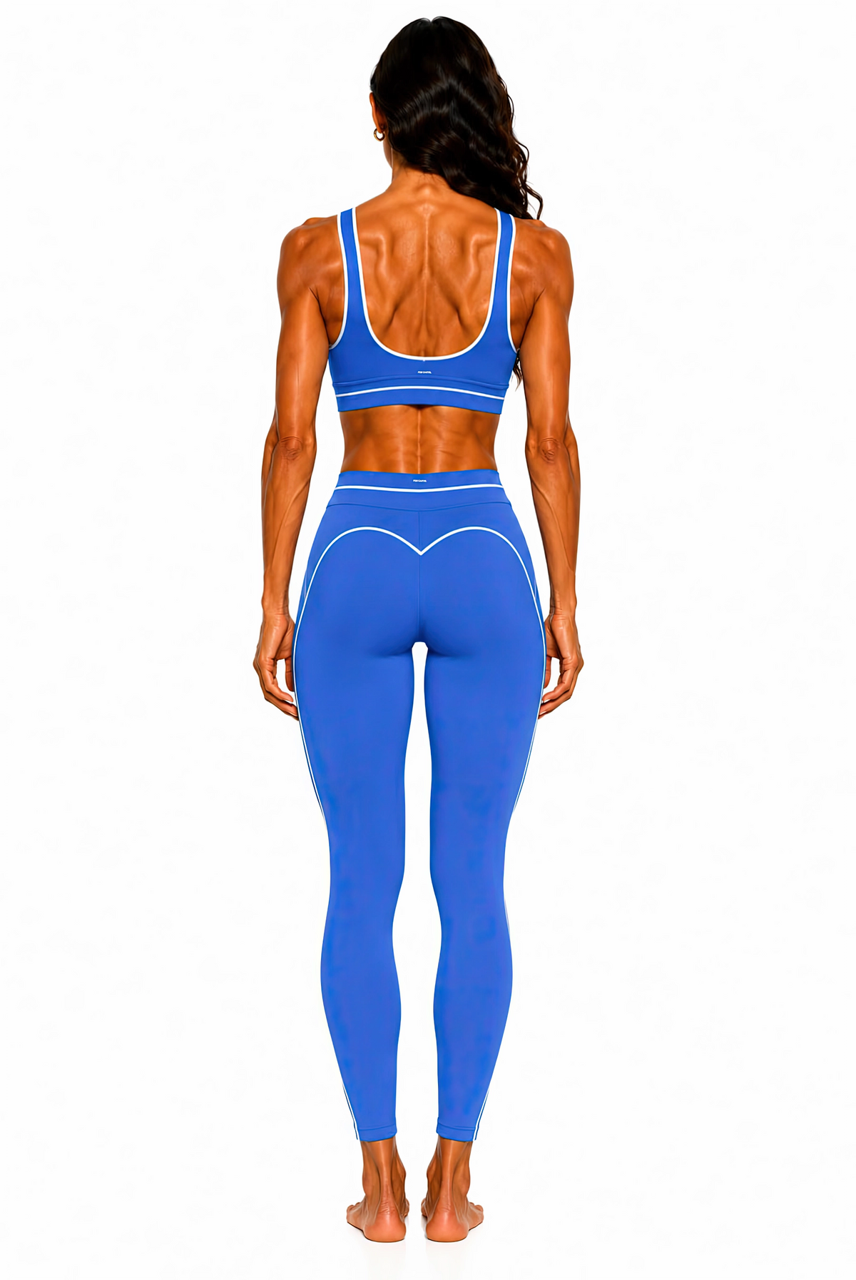 High Rise Topstitching Leggings | White Logo