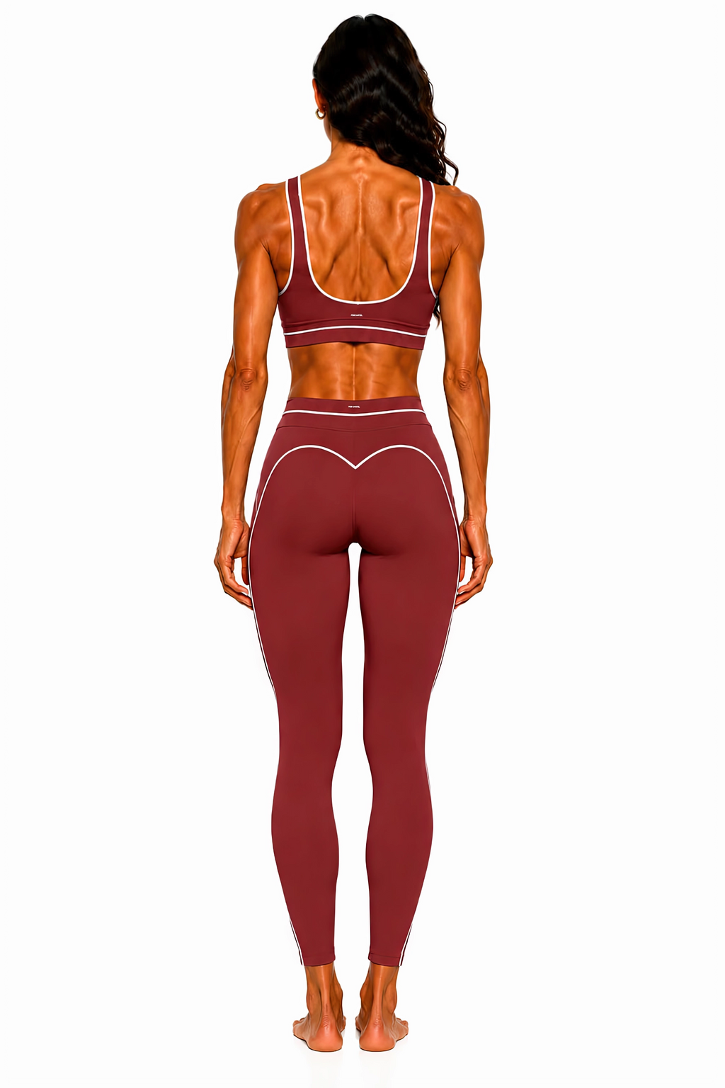 High Rise Topstitching Leggings | White Logo