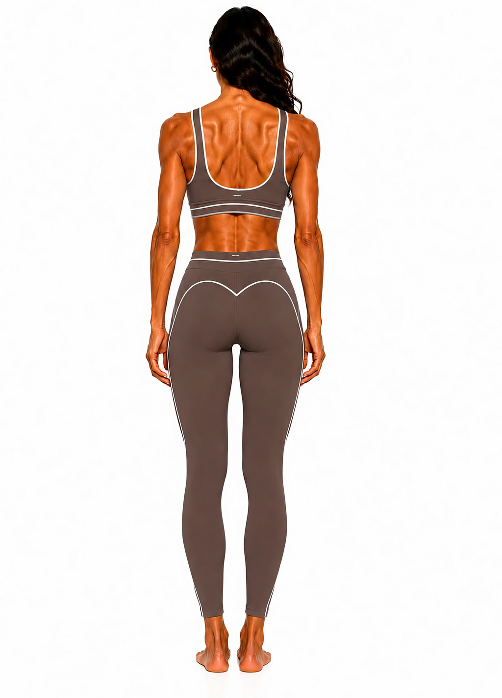 High Rise Topstitching Leggings | White Logo