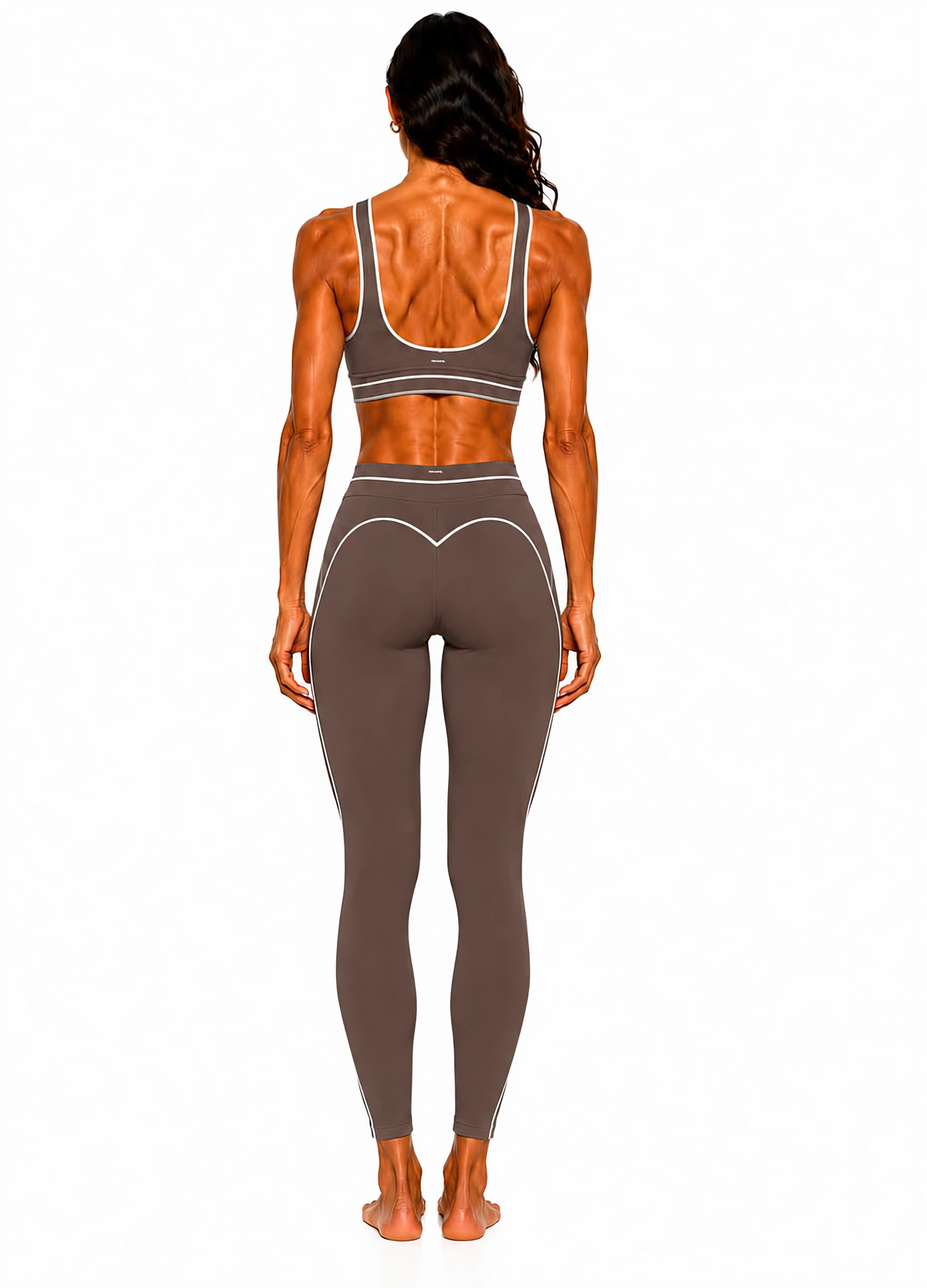 High Rise Topstitching Leggings | White Logo
