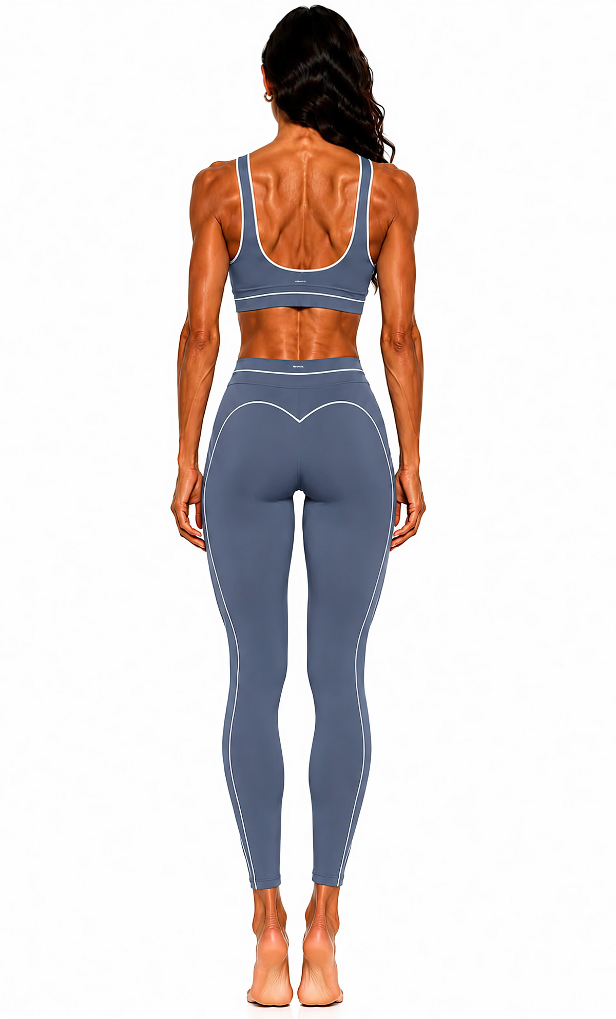 High Rise Topstitching Leggings | White Logo