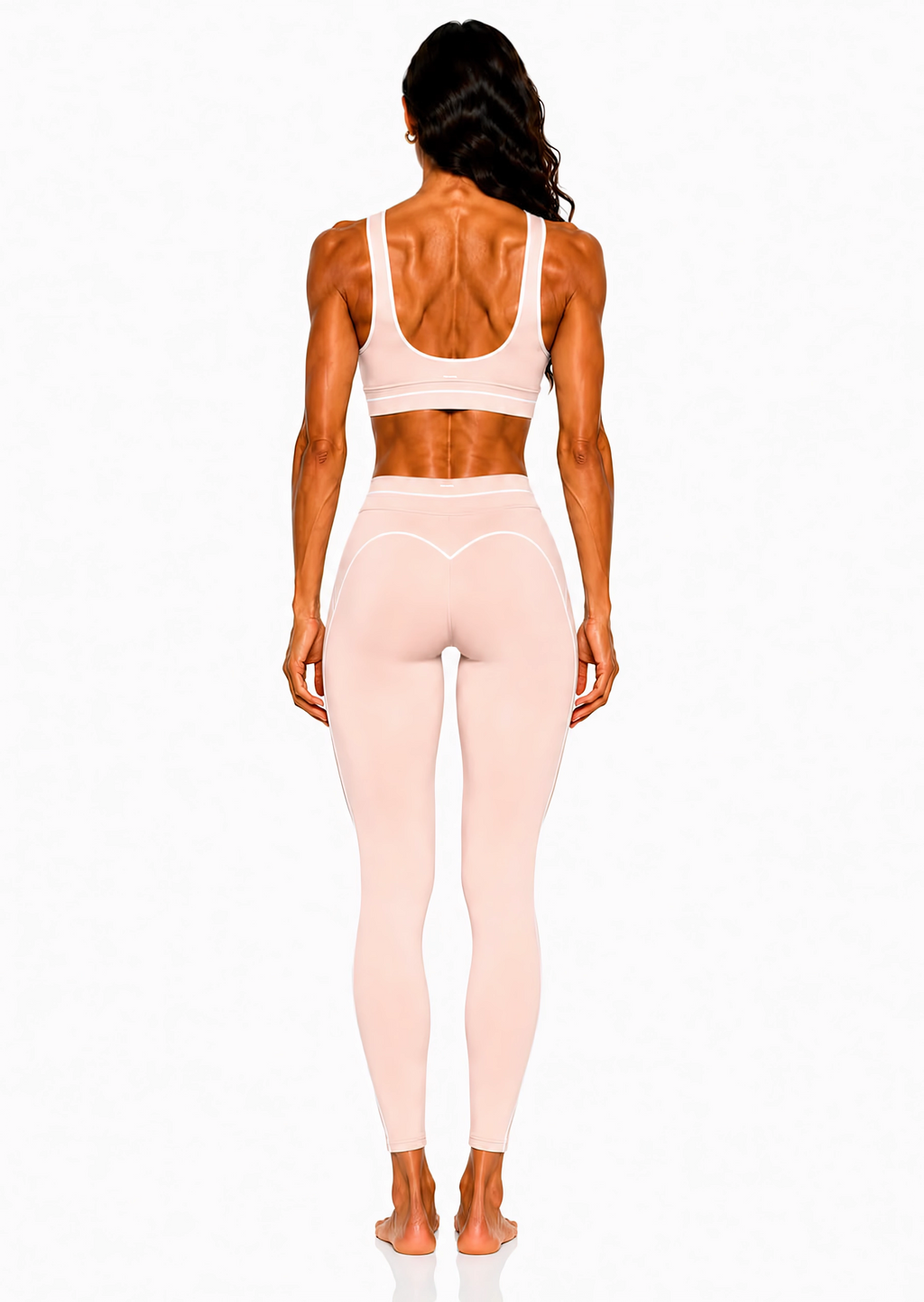High Rise Topstitching Leggings | White Logo