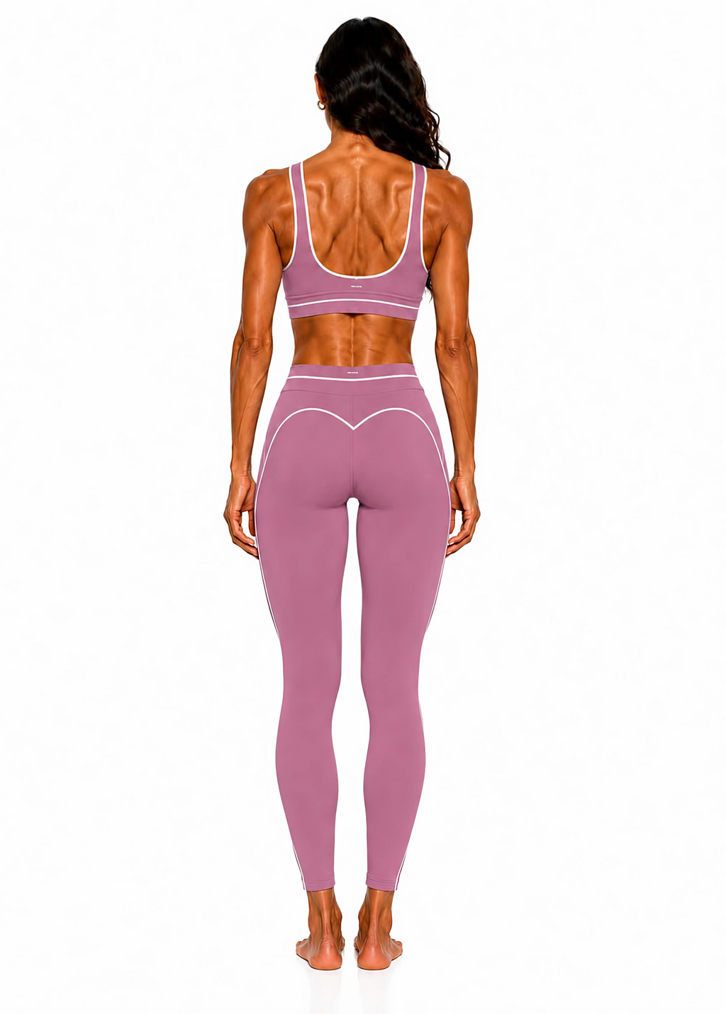 High Rise Topstitching Leggings | White Logo