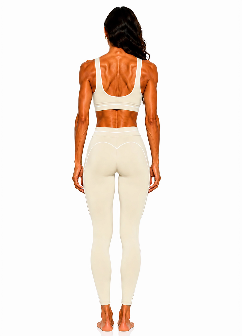 High Rise Topstitching Leggings | White Logo