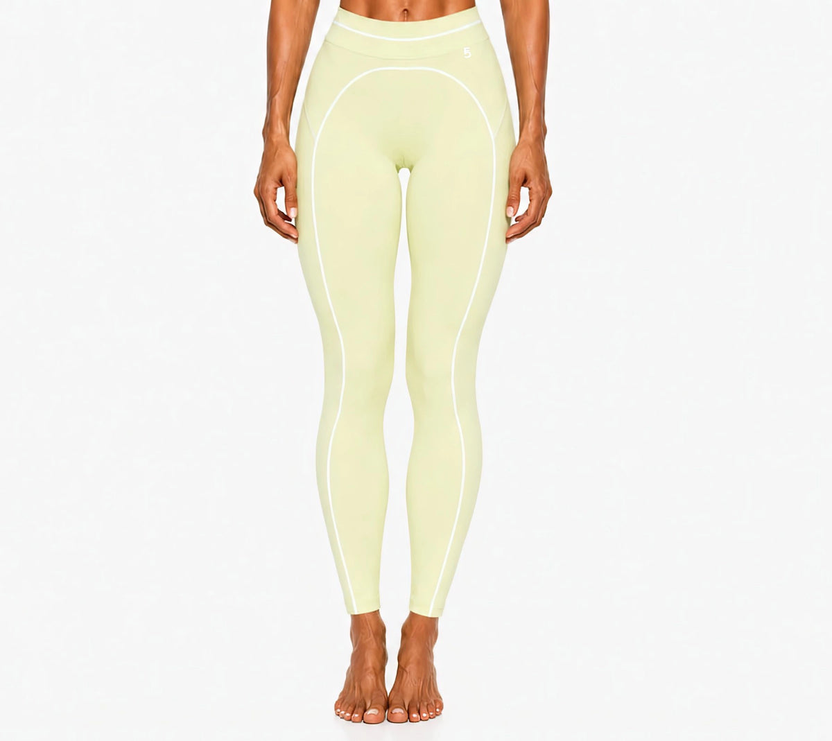 High Rise Topstitching Leggings | White Logo