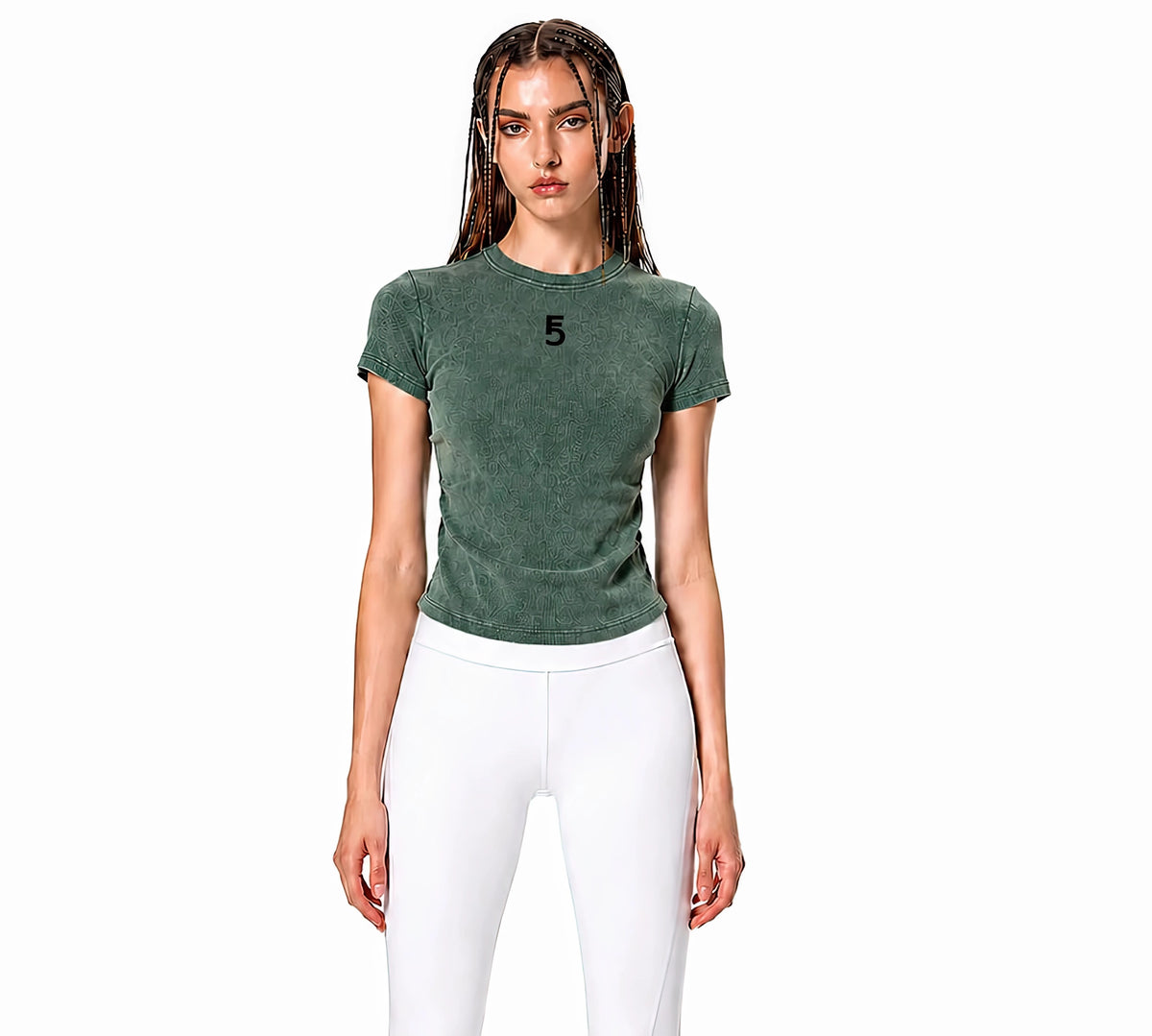 Vintage Washed Bodycon Cotton T-Shirt Icon | Black Logo