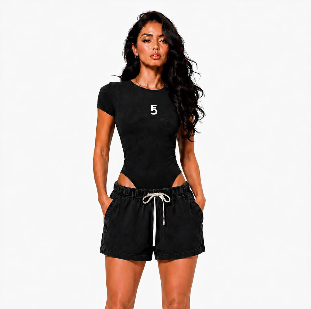 Mineral Wash Crewneck Bodysuit Icon | White Logo