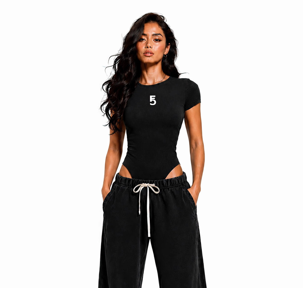 Mineral Wash Crewneck Bodysuit Icon | White Logo