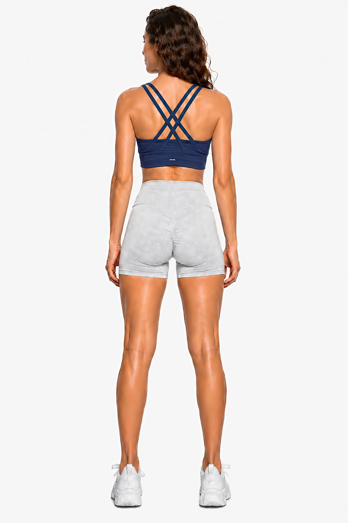Strappy Criss-Cross Sports Bra | White Logo
