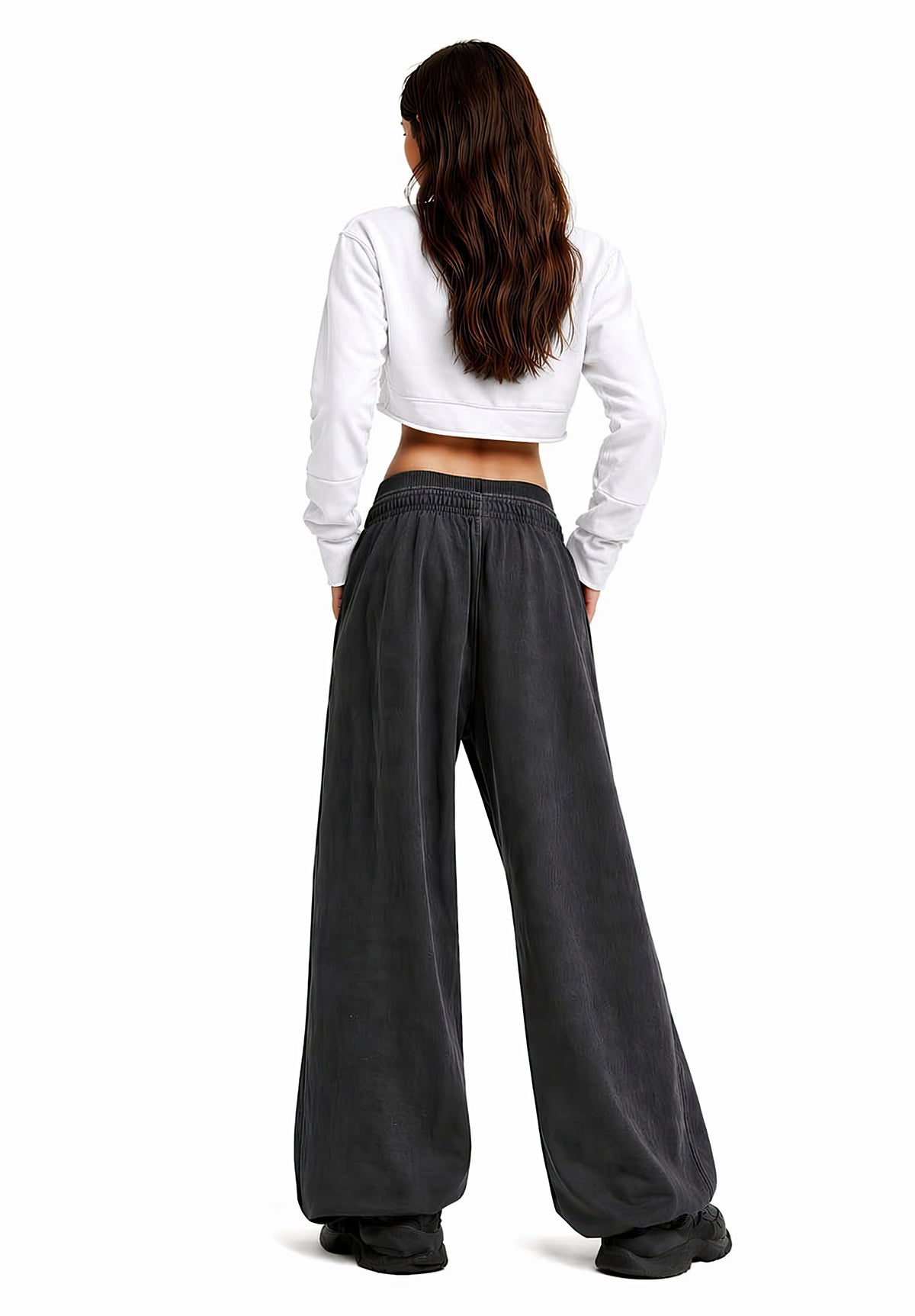 Vintage Washed Waist Pants | White Logo