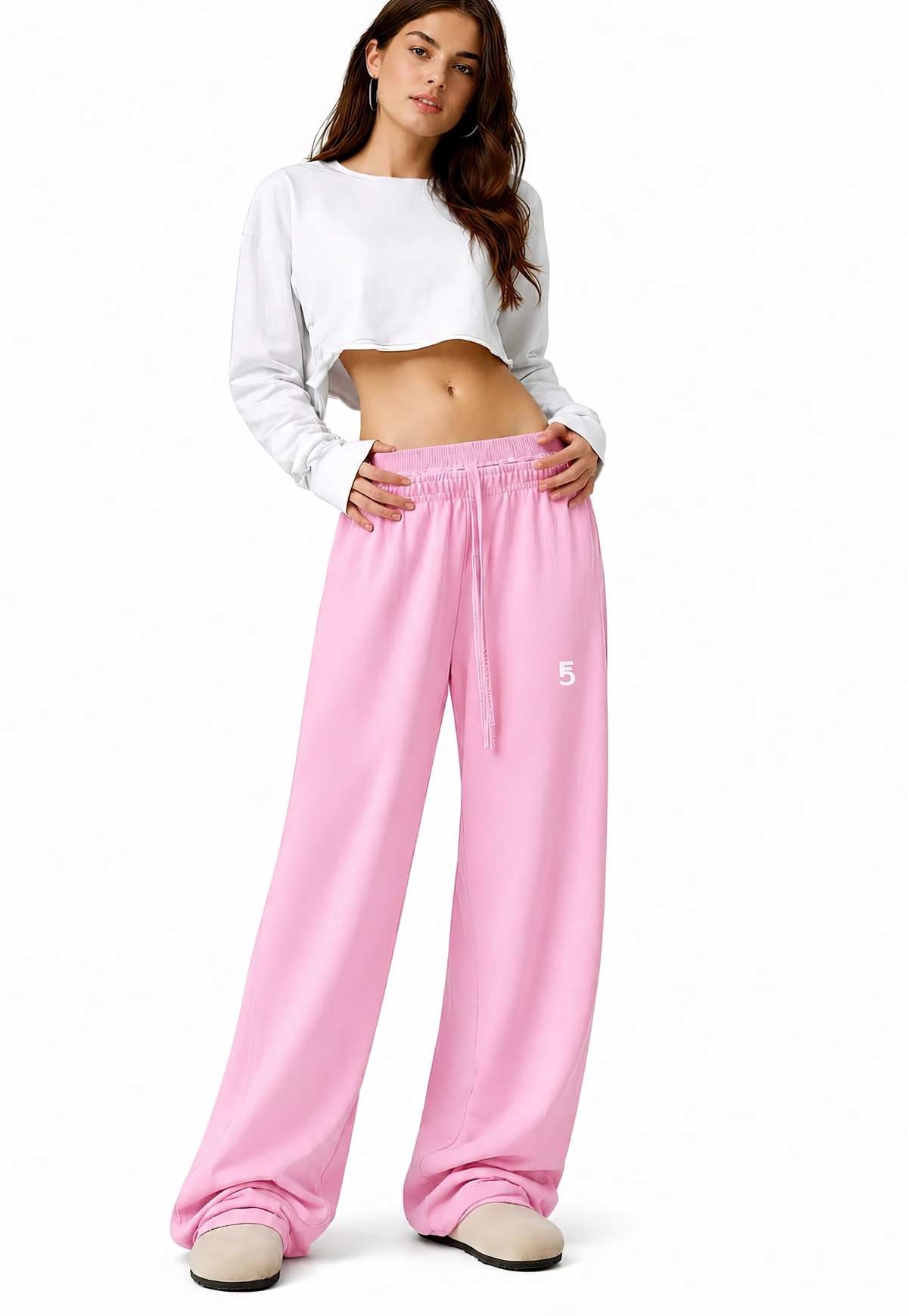 Vintage Washed Waist Pants | White Logo