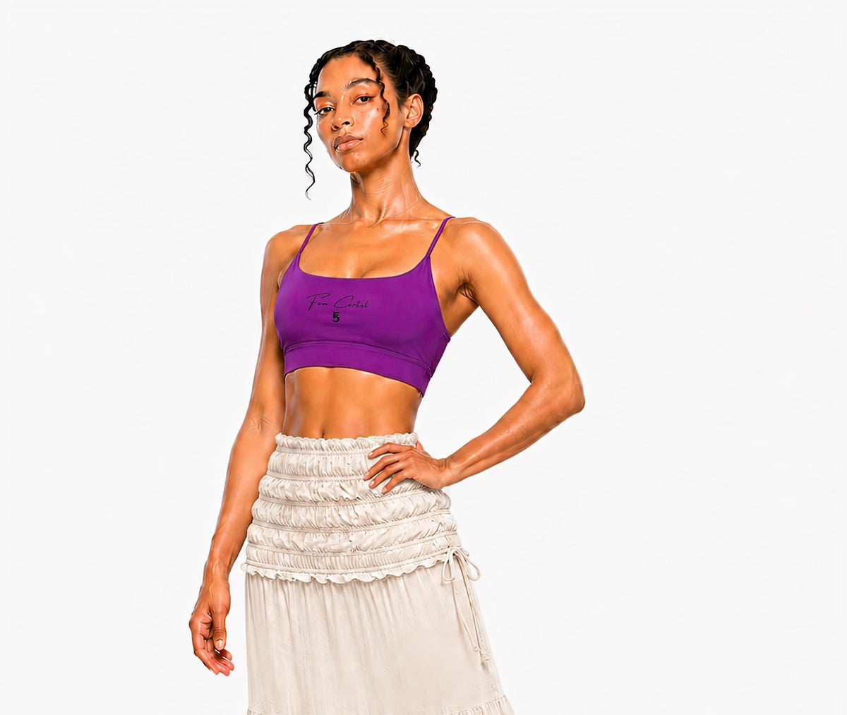 Strappy Criss Cross Yoga Sports Bra Script | Black Logo
