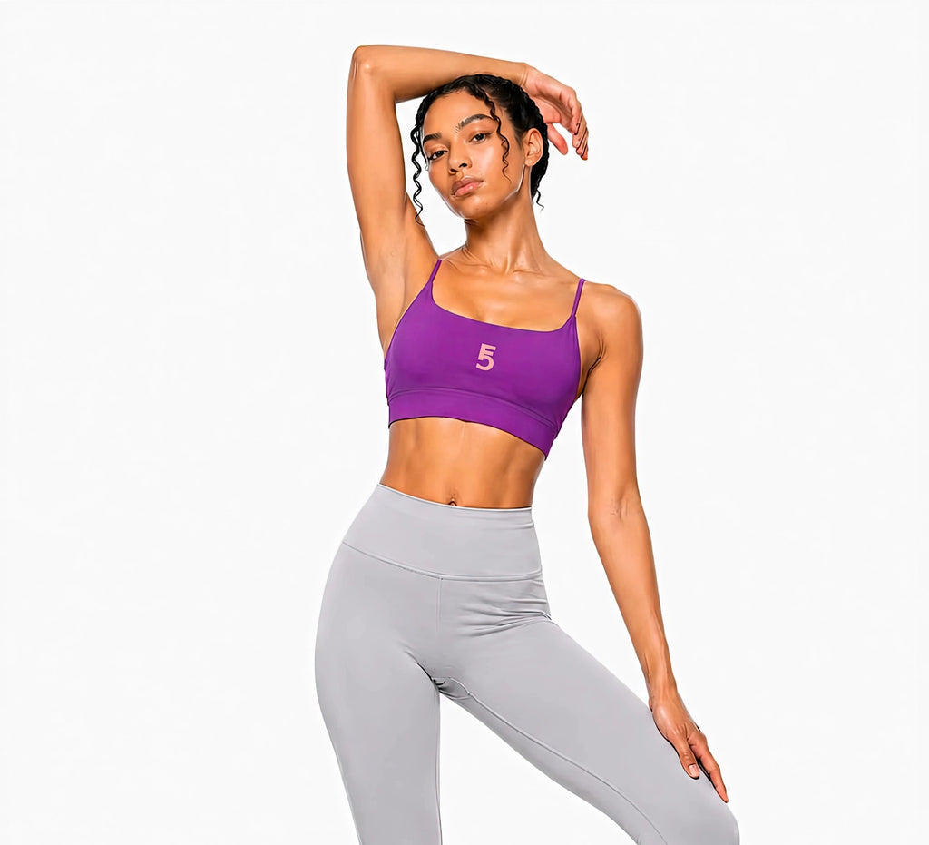 Strappy Criss Cross Yoga Sports Bra Icon | Pink Logo