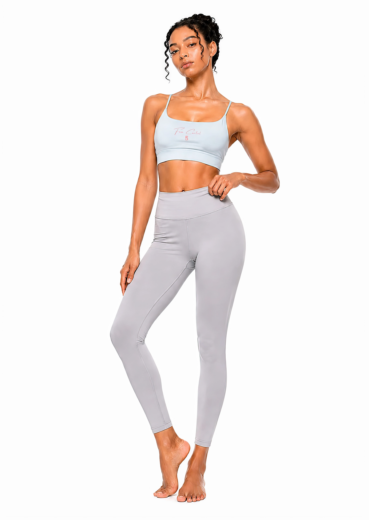 Strappy Criss Cross Yoga Sports Bra Script | Pink Logo