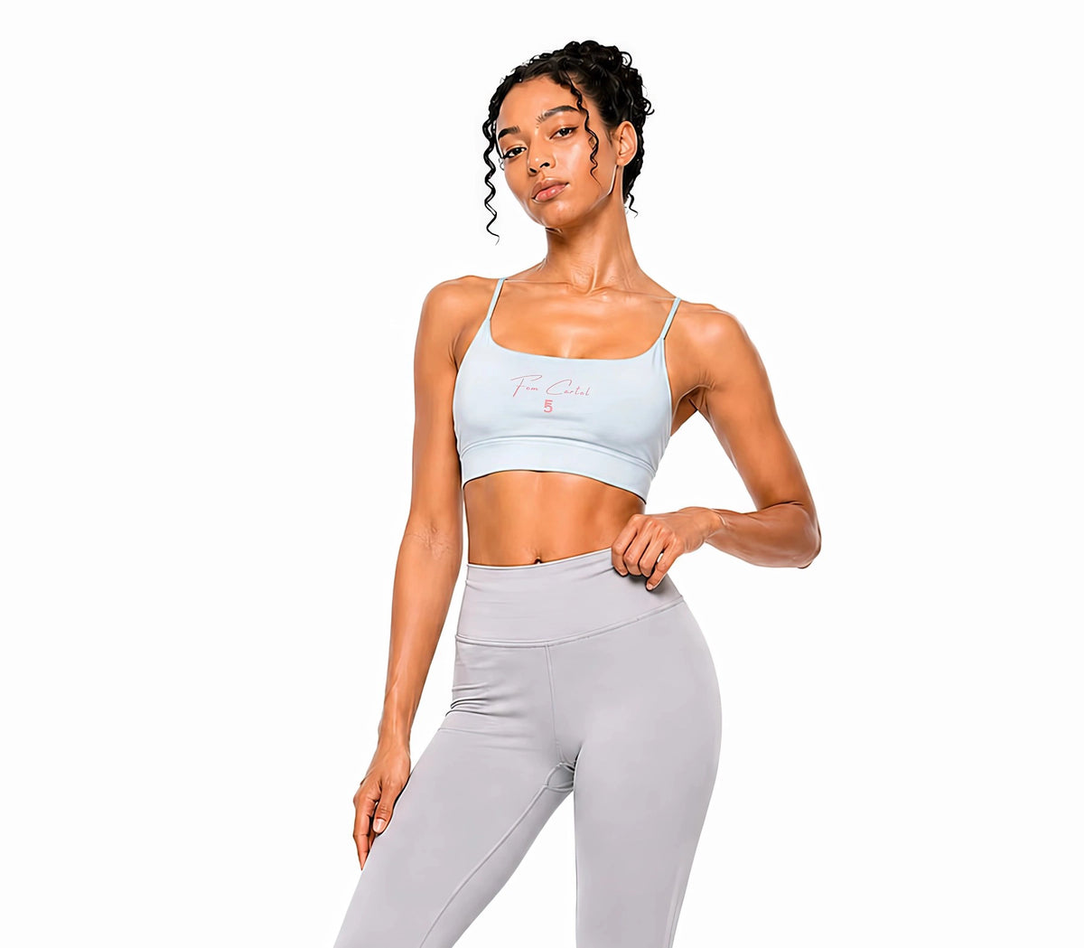 Strappy Criss Cross Yoga Sports Bra Script | Pink Logo