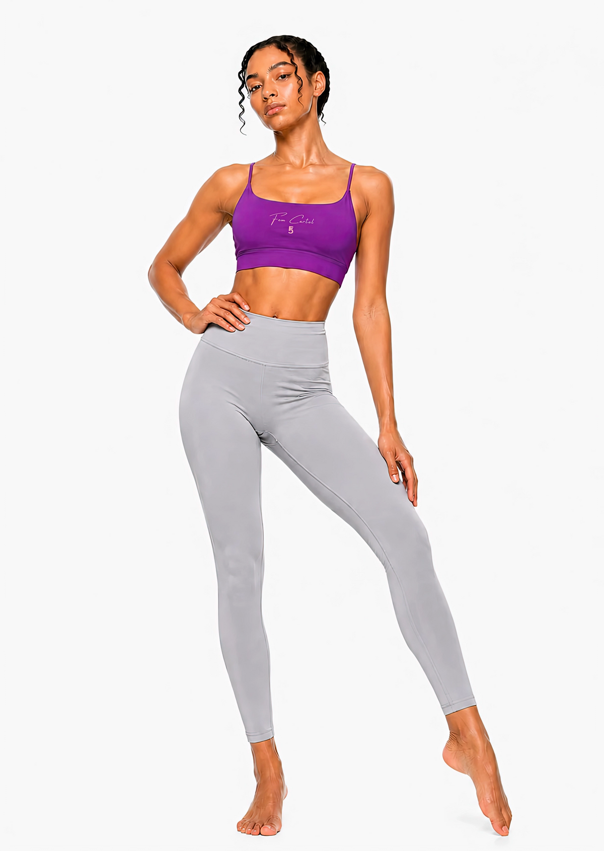 Strappy Criss Cross Yoga Sports Bra Script | Pink Logo