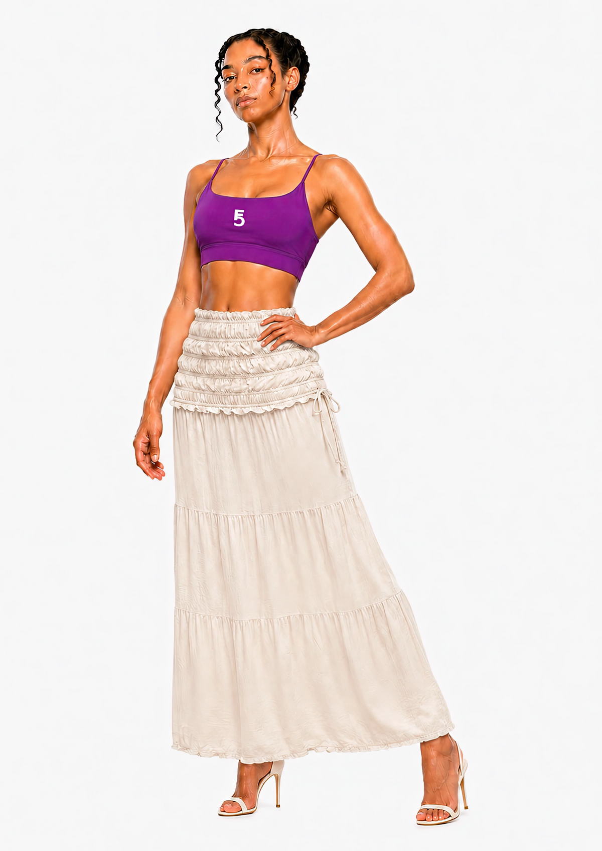 Strappy Criss Cross Yoga Sports Bra Icon| White Logo