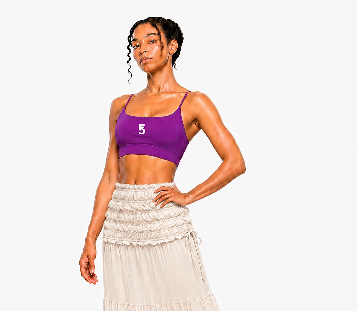 Strappy Criss Cross Yoga Sports Bra Icon| White Logo