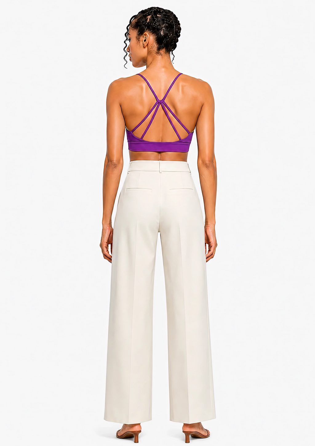 Strappy Criss Cross Yoga Sports Bra Icon| White Logo