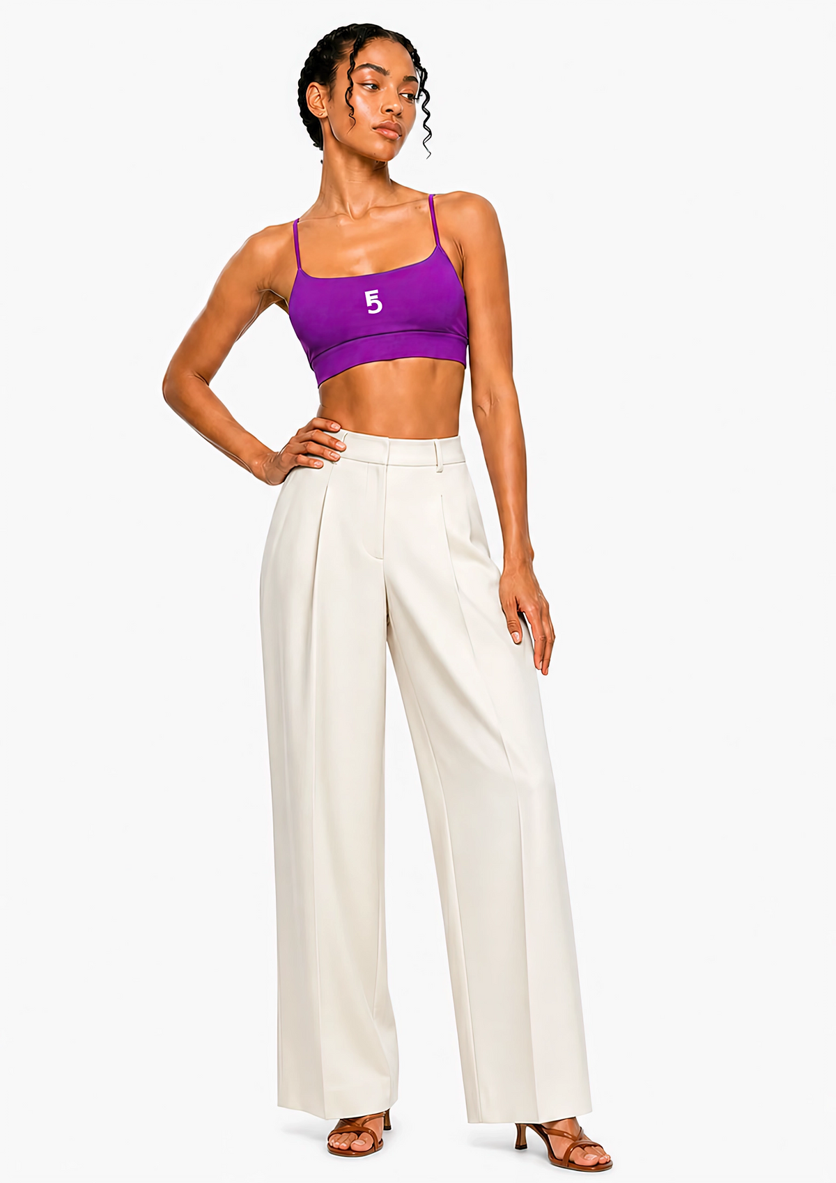 Strappy Criss Cross Yoga Sports Bra Icon| White Logo