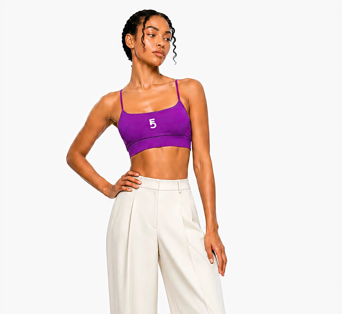 Strappy Criss Cross Yoga Sports Bra Icon| White Logo