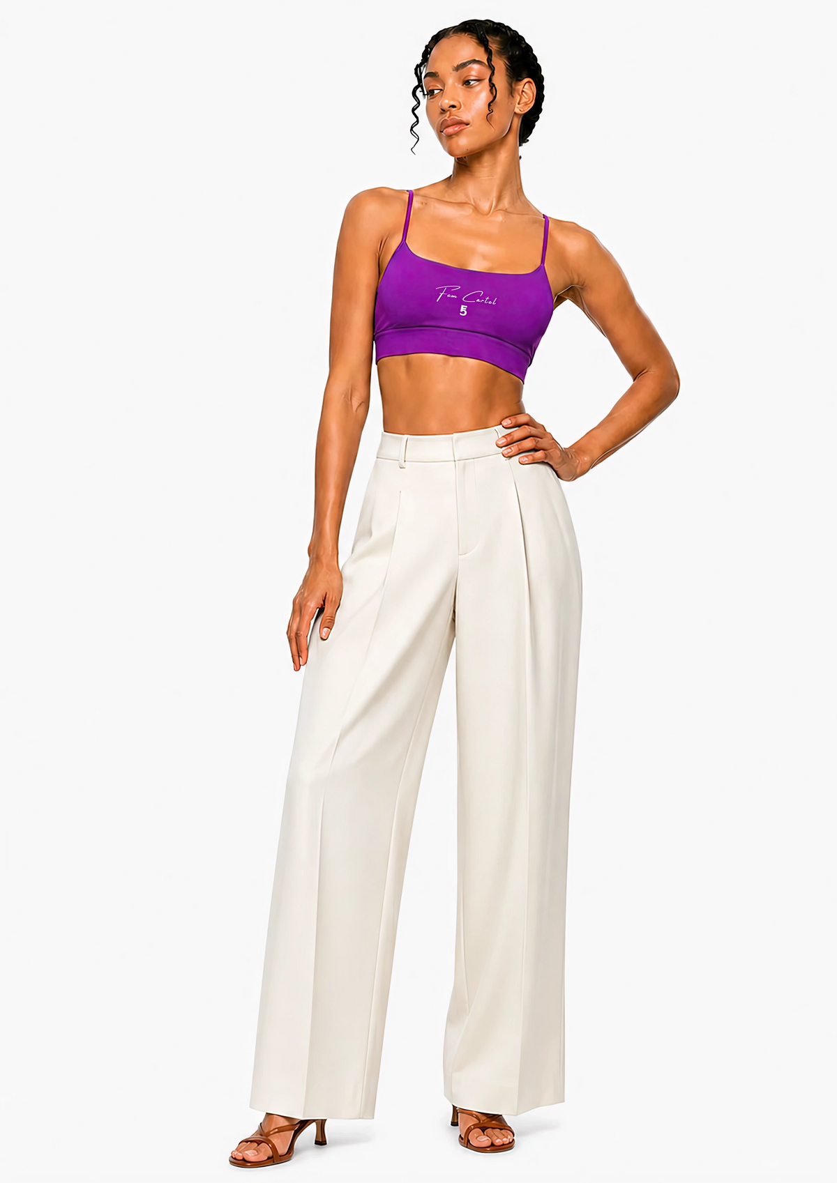 Strappy Criss Cross Yoga Sports Bra Icon| White Logo