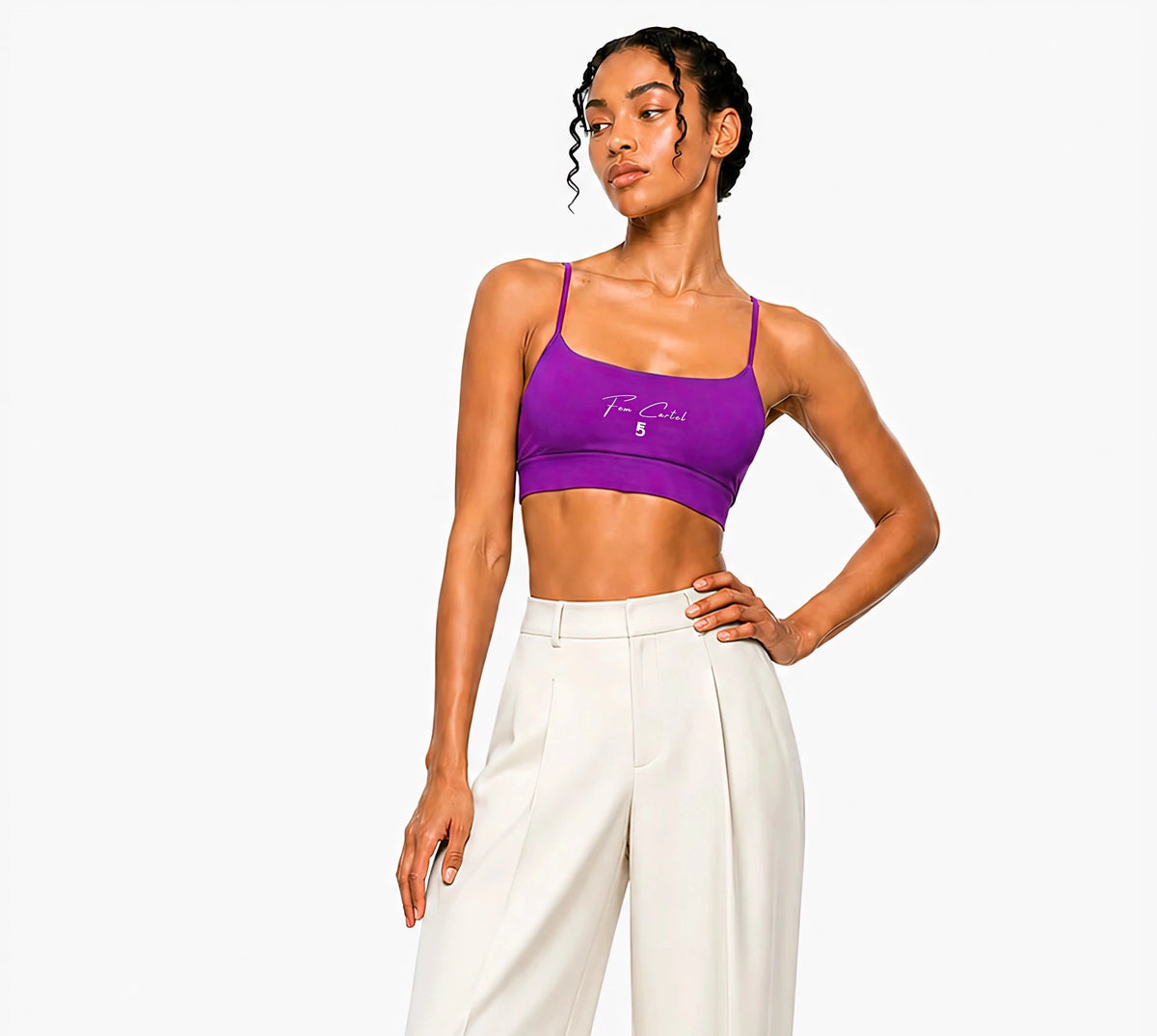 Strappy Criss Cross Yoga Sports Bra Icon| White Logo