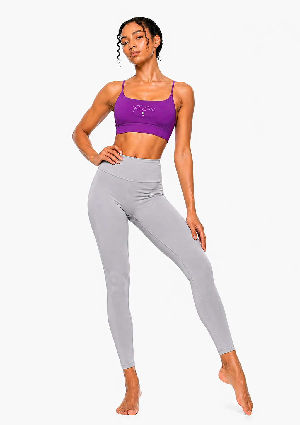Strappy Criss Cross Yoga Sports Bra Script| White Logo