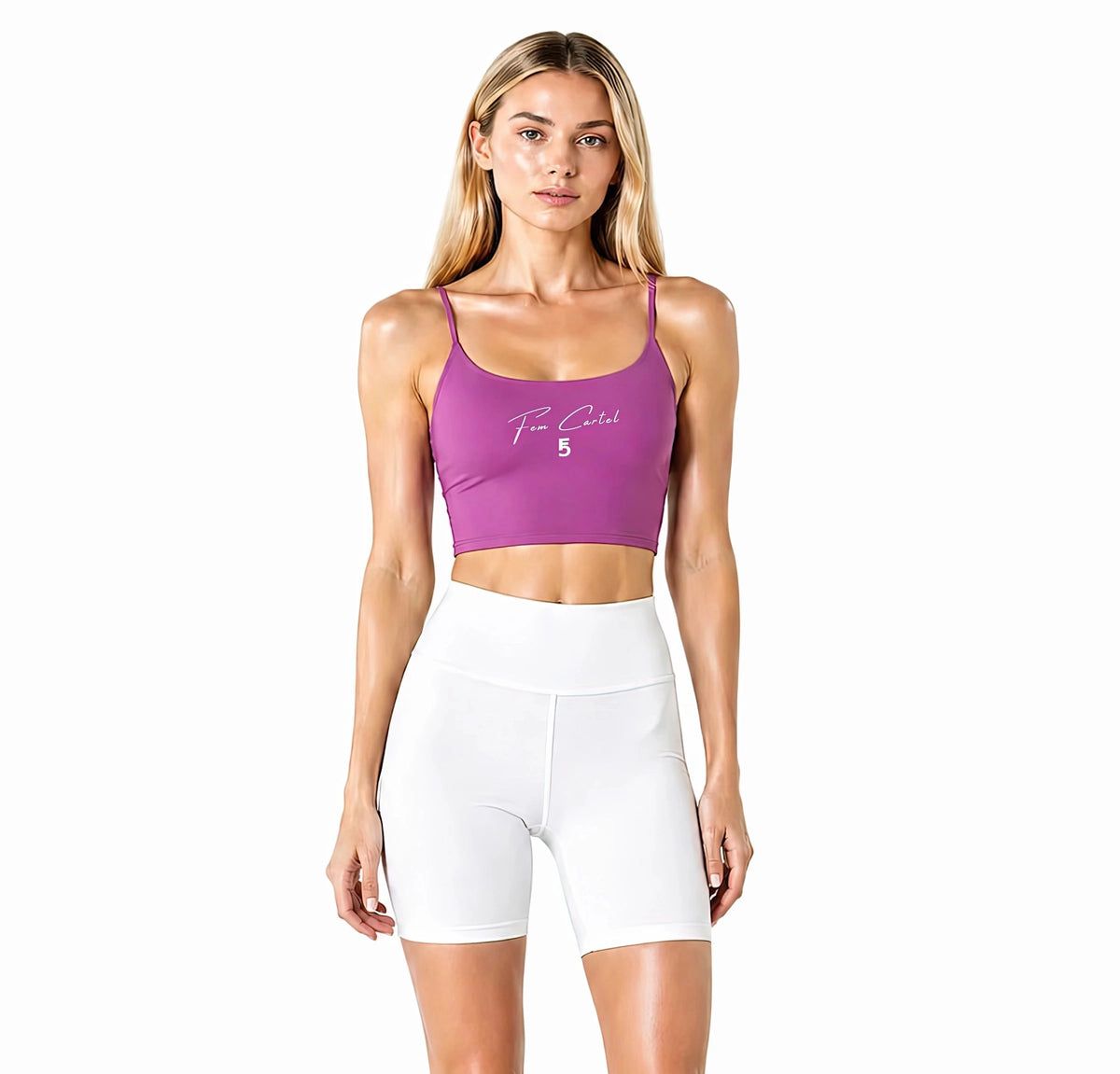 Solid Color Sports Bra Script | White Logo