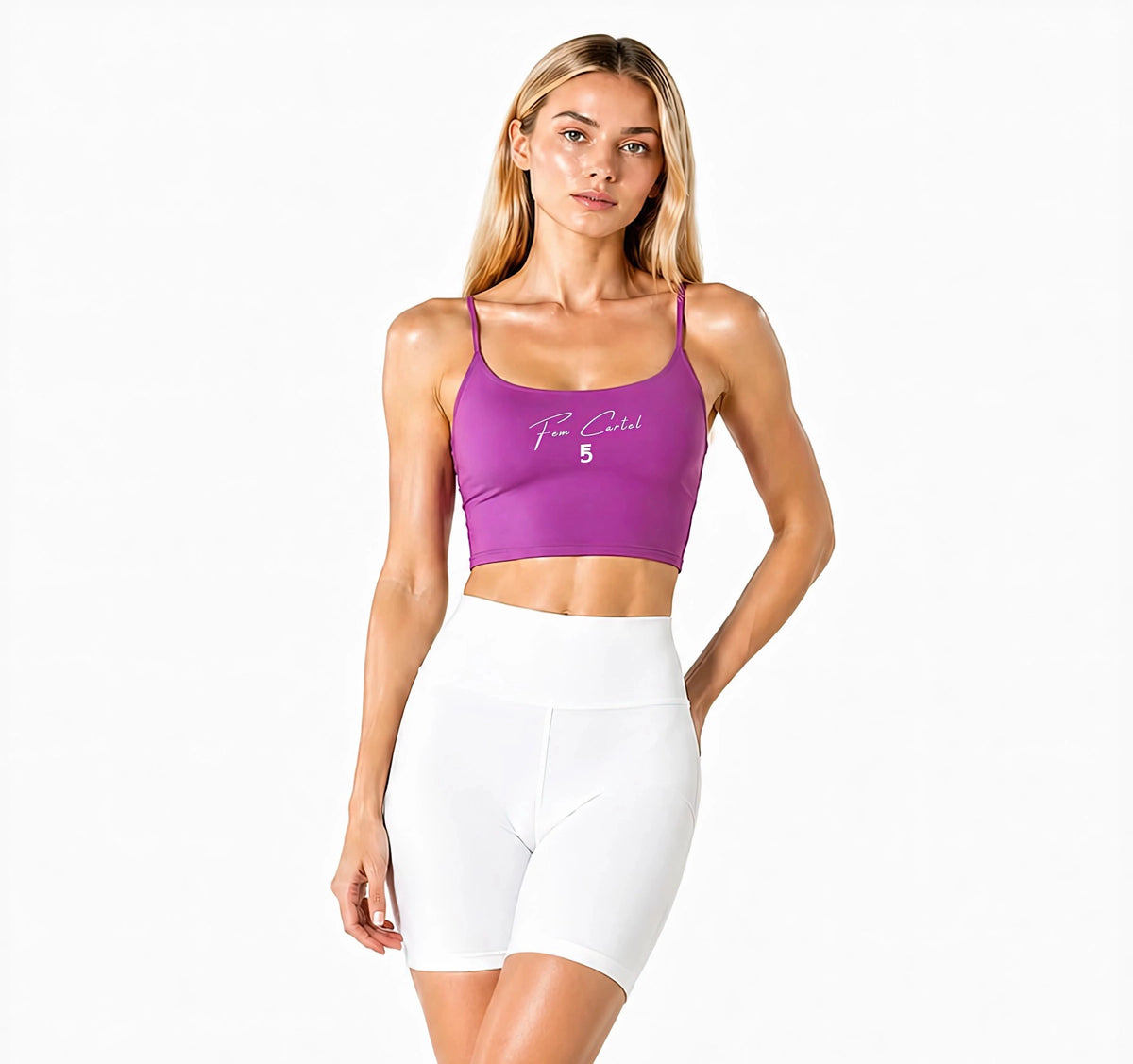 Solid Color Sports Bra Script | White Logo