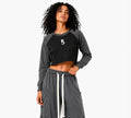 Raw-Hem Color-Block Raglan Crop Sweatshirt | White Logo