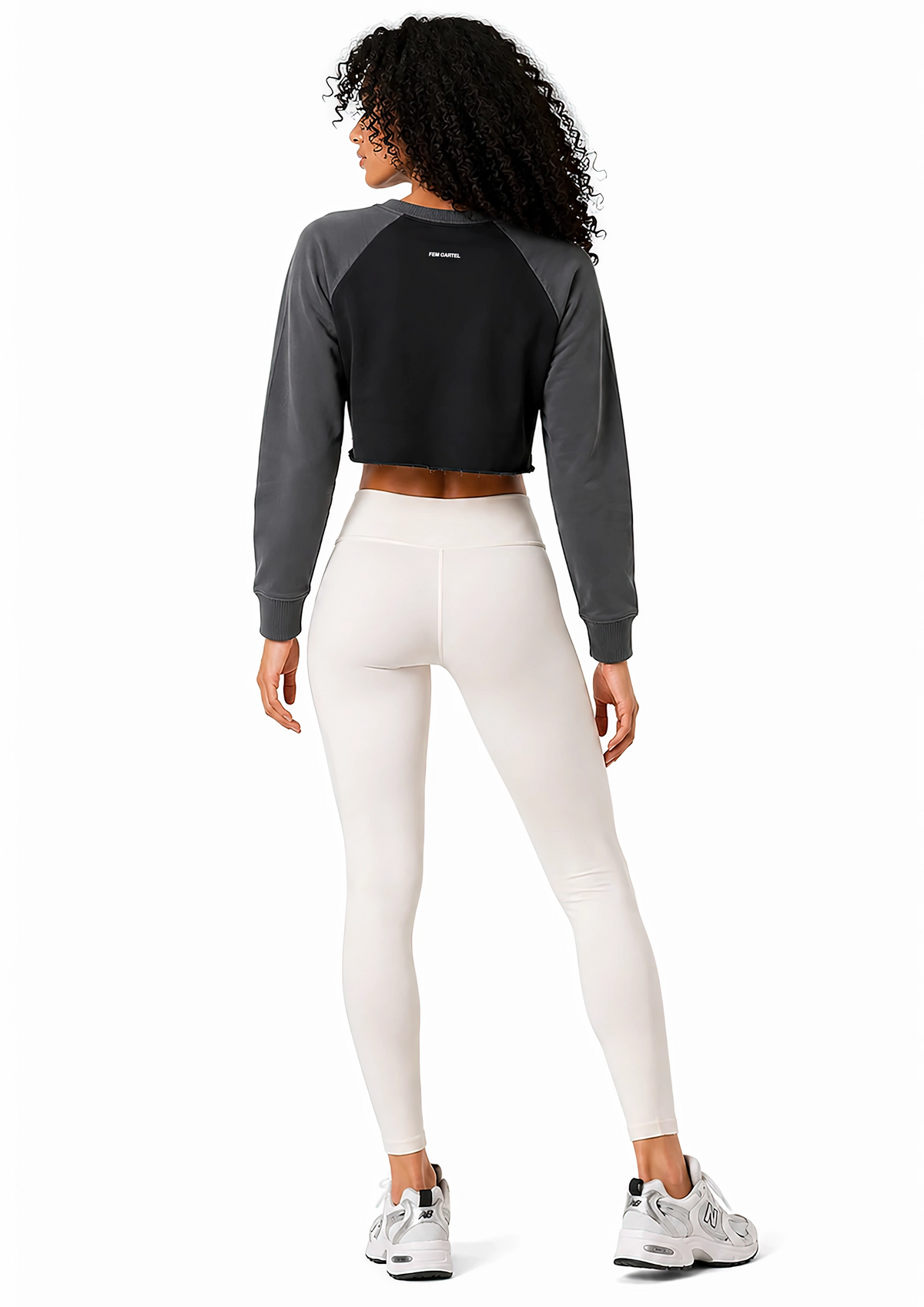 Raw-Hem Color-Block Raglan Crop Sweatshirt | White Logo