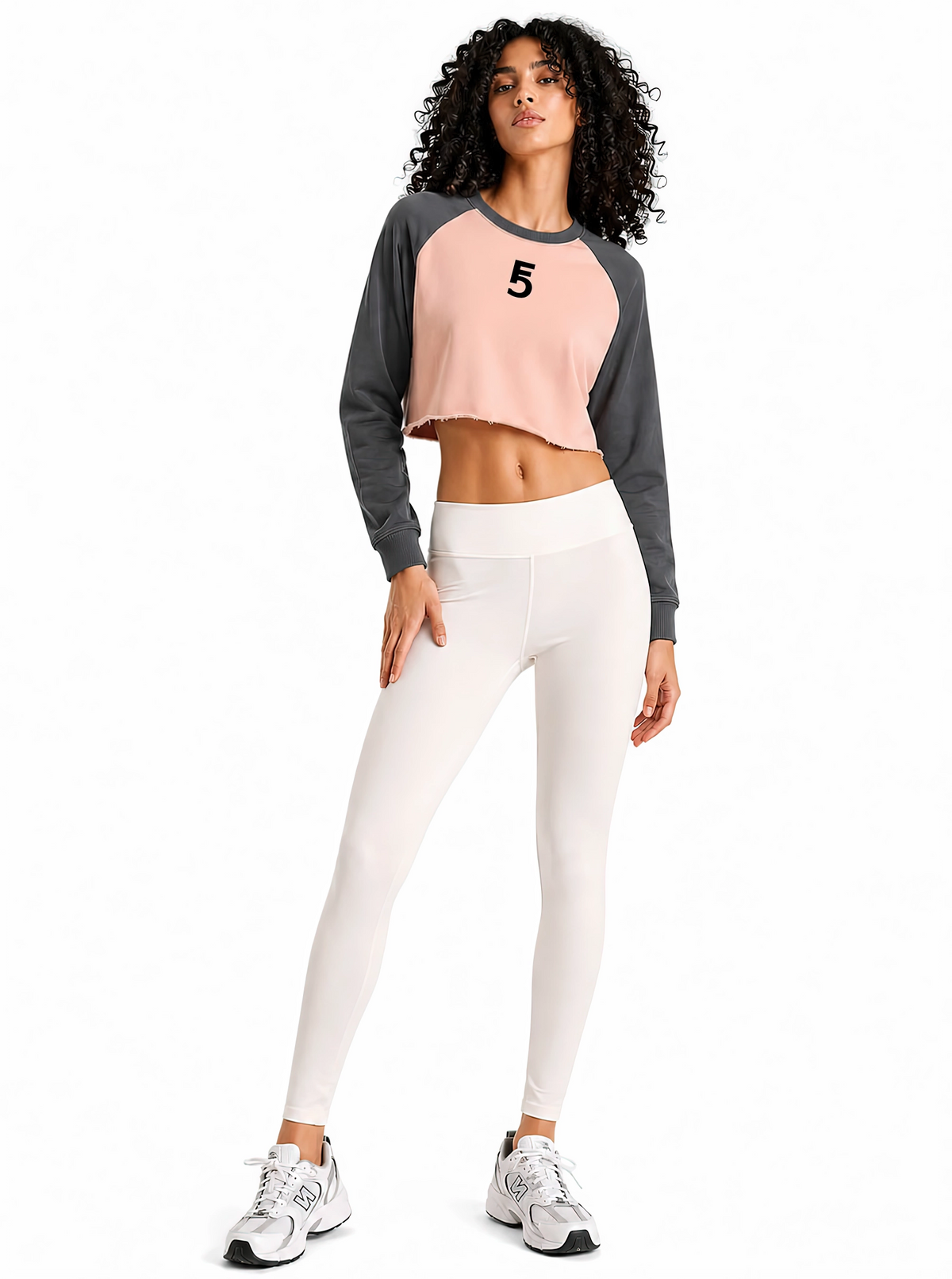 Raw-Hem Color-Block Raglan Crop Sweatshirt | Black Logo